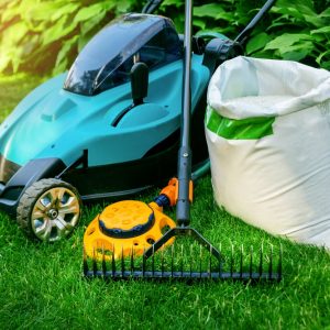 Gardening,Tools,And,Lawn,Care,Equipment,On,Green,Grass